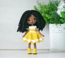 Yellow dress for doll 20 cm and boots.JPG