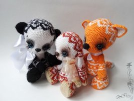 Bear, fox and bunny - Чудовой Ирины (Iriss) - Jacquard mintás horgolt figurák maci, nyuszi, ró...jpg
