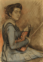 1910 Renee Druet au violon by Theo van Rysselberghe (private collection).png