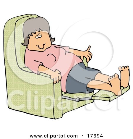 17694-Clipart-Illustration-Of-A-Tired-Caucasian-Woman-In-A-Pink-Shirt-Resting-With-Her-Feet-Up-In-A-Green-Lazy-Chair.jpg