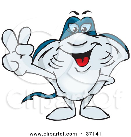 37141-Clipart-Illustration-Of-A-Peaceful-Stingray-Smiling-And-Gesturing-The-Peace-Sign.jpg